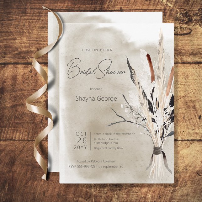 Rustic Boho Bouquet Modern Bridal Shower Invite (Creator Uploaded)