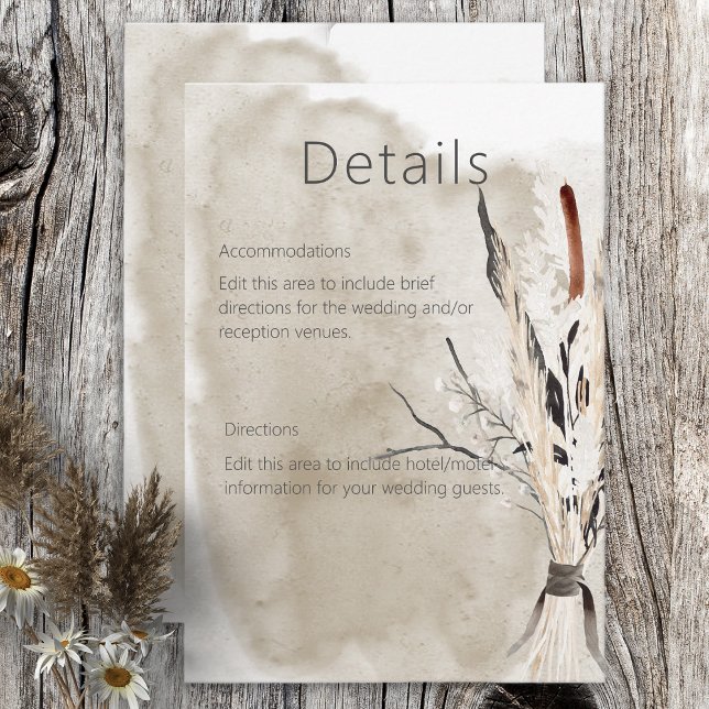 Rustic Boho Bouquet Modern Wedding Details Enclosure Card (Creator Uploaded)