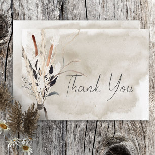 Rustic Boho Bouquet Modern Wedding Thank You Card