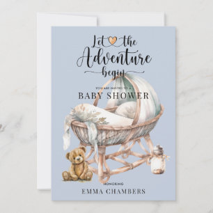 Rustic Boho Boy Baby Shower Nursery Crib Invitation
