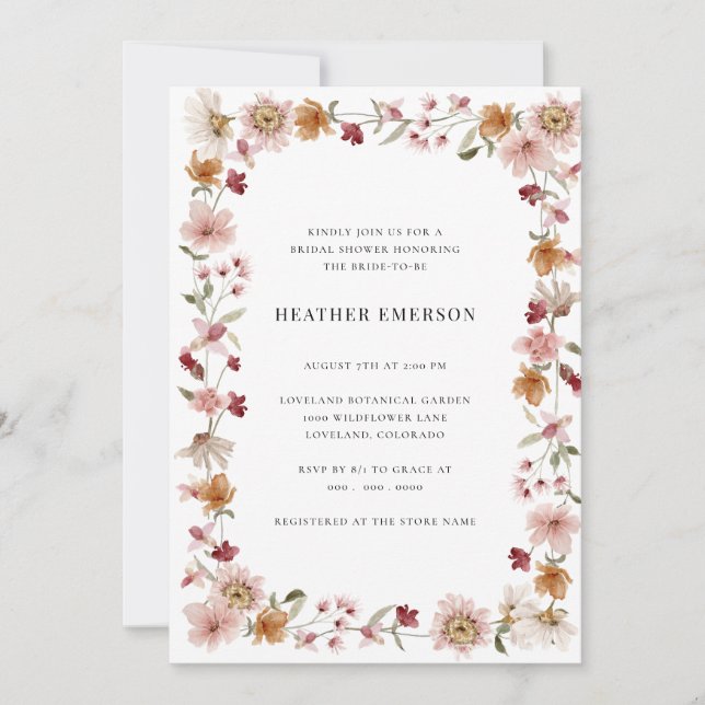 Rustic Boho Bridal Shower Invitation (Front)