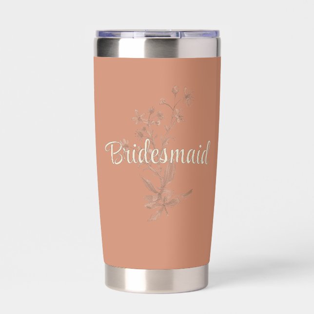 Rustic Boho Bridesmaid Personalized Water Bottle Insulated Tumbler (Front)