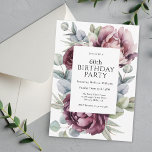 Rustic Boho Burgundy Plum Floral 60th Birthday Invitation<br><div class="desc">An ultra-feminine boho 60th birthday party invitation design that captures the essence of rustic elegance with its abundant display of peonies and roses in harmonizing deep burgundy, plum, and dusty pink with trailing eucalyptus greenery. The feminine botanical elements pop with style and sophistication. Personalize the text template with your event...</div>