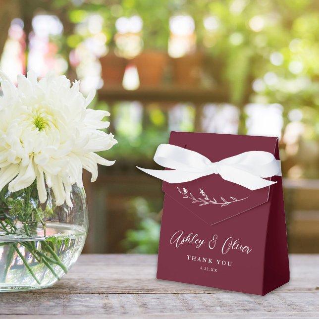 Rustic Boho Burgundy Wildflower Wedding Favor Boxes (Creator Uploaded)