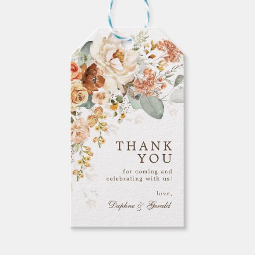 Rustic Boho Burnt Orange Floral Wedding Favors Gift Tags
