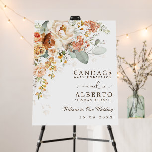Rustic Boho Burnt Orange Floral Wedding Welcome Foam Board