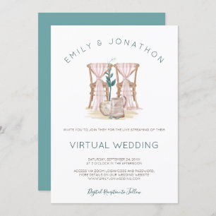Rustic Boho Chairs Blue Eucalyptus Virtual Wedding Invitation