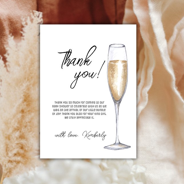 Rustic Boho Champagne Brunch Bubbly Baby Shower  Thank You Card (Rustic Boho Champagne Brunch Bubbly Baby Shower Thank You Card)