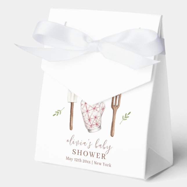 Rustic Boho Chef Kitchen Stuff Baby Shower  Favor Boxes (Front)