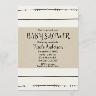 Rustic Boho Chic Baby Shower Modern Kraft Minimal Invitation