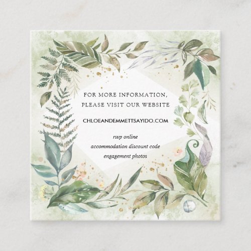Rustic Boho Chic Botanical Wedding Website Enclosure Card