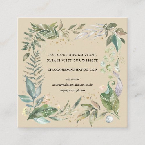 Rustic Boho Chic Botanical Wedding Website Enclosure Card
