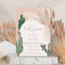 Rustic Boho chic cactus pampas arch bridal shower Invitation
