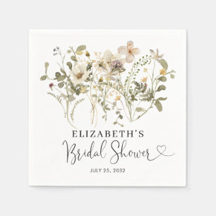 Rustic Boho Chic Floral Wildflowers Bridal Shower Napkins