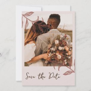 Rustic boho chic photo wedding save the date cards