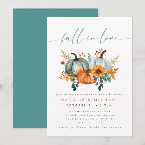 Rustic Boho Chic Pumpkin Fall Engagement Party Invitation