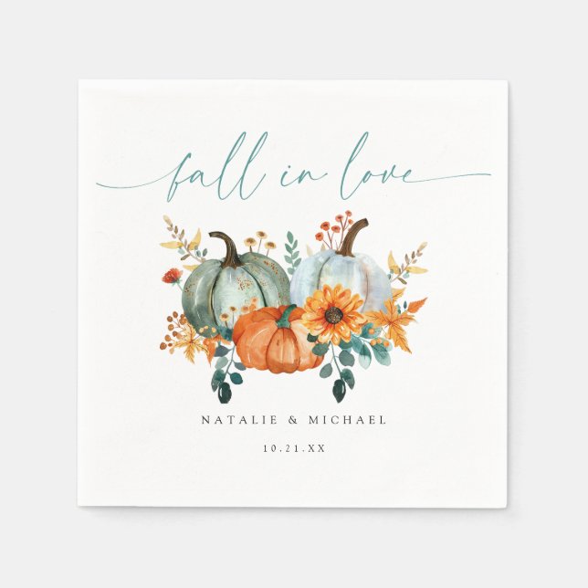 Rustic Boho Chic Pumpkin Fall Wedding Napkins (Front)