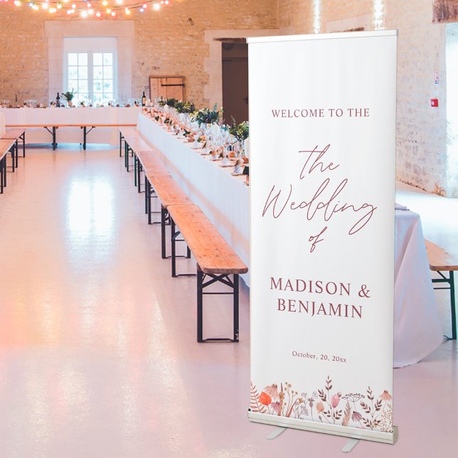 Rustic Boho Chic Wildflower Welcome To Our Wedding Retractable Banner (Creator Uploaded)