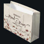 Rustic Boho Chic Wildflowers Maid of Honor Wedding Large Gift Bag<br><div class="desc">This beautiful gift bag is designed as a wedding gift or favor bag for your Maid of Honor. It features a rustic yet elegant design with a bounty of wildflowers in earthtone shades of terracotta, dusty rose, and pewter blue on an ivory or cream colored background. The title "Maid of...</div>