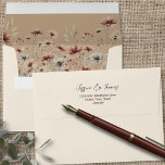 Rustic Boho Chic Wildflowers on Cream Wedding Envelope<br><div class="desc">This beautiful cream colored wedding envelope features a rustic boho chic design with a bevy of wildflowers in shades of sienna, dusty blue, and taupe. There is a printed return address on the back flap in fancy script lettering. The design is understated and simple, yet elegant, modern and classy. Perfect...</div>