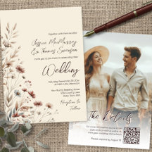 Rustic Boho Chic Wildflowers & Photo QR Wedding