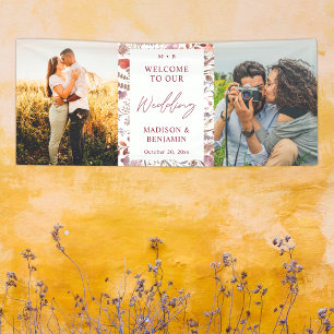 Rustic Boho Chic Wildflowers Photo Wedding Welcome Banner