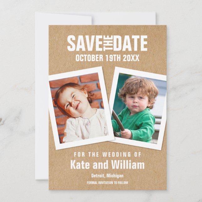 Rustic Boho Childhood Photos Save the Date (Front)