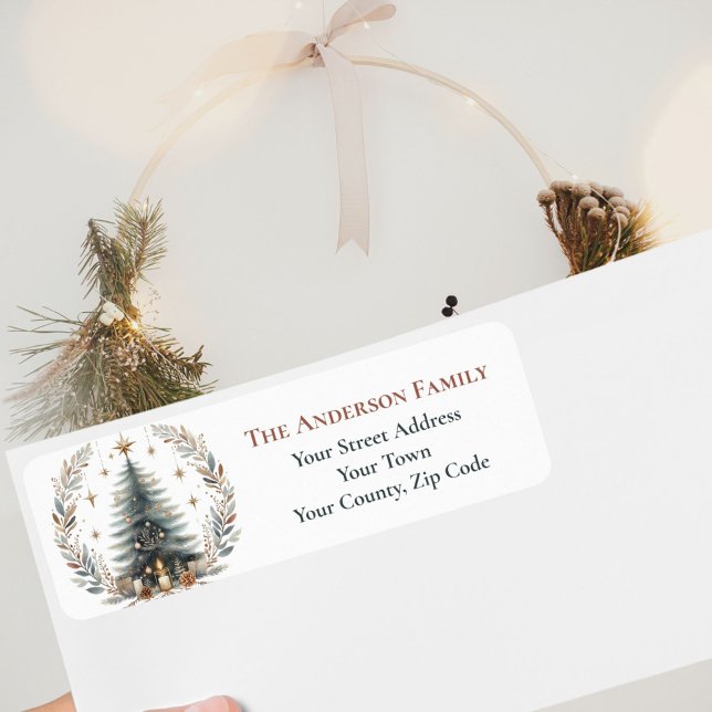 Rustic Boho Christmas Tree Wreath Ornaments Name Label (Creator Uploaded)
