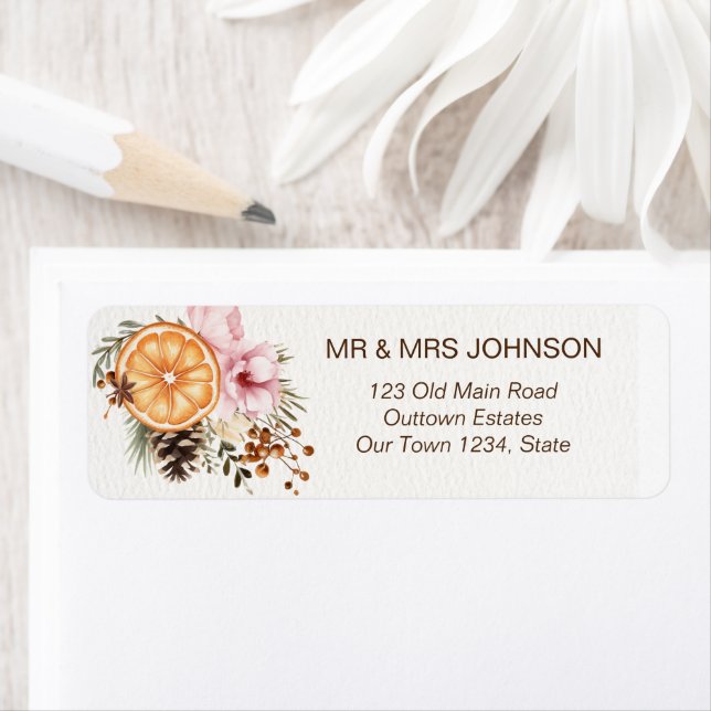 Rustic Boho Christmas winter dry citrus botanical  Label (Insitu)