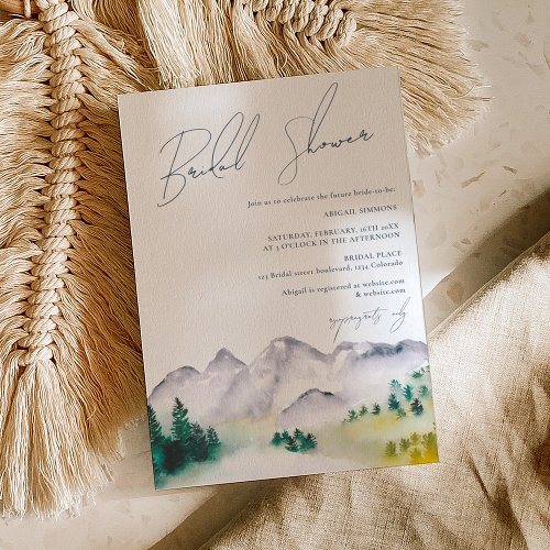 Rustic boho Colorado mountain bridal shower Invitation