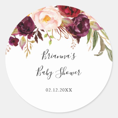 Rustic Boho Colorful Floral Baby Shower Favor Classic Round Sticker