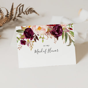 Rustic Boho Colorful Floral Bridal Party Thank You Card