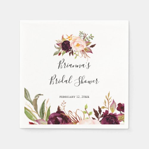 Rustic Boho Colorful Floral Bridal Shower Napkins