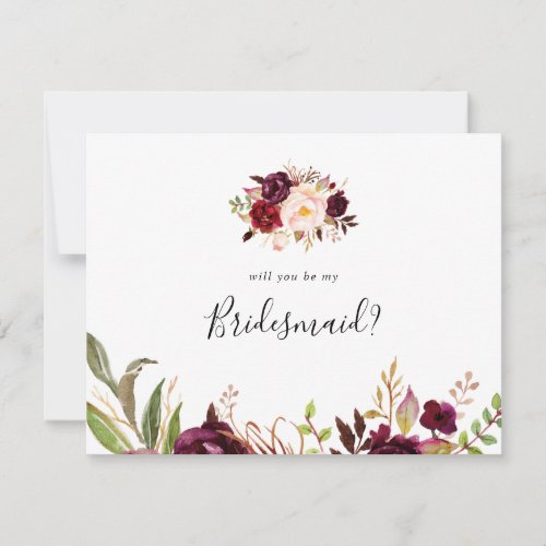 Rustic Boho Colorful Floral Bridesmaid Proposal Note Card