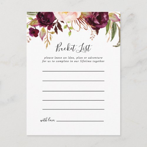 Rustic Boho Colorful Floral Bucket List Cards