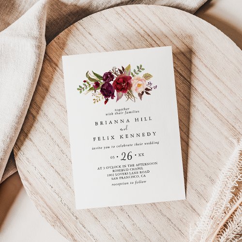 Rustic Boho Colorful Floral Casual Wedding Invitation