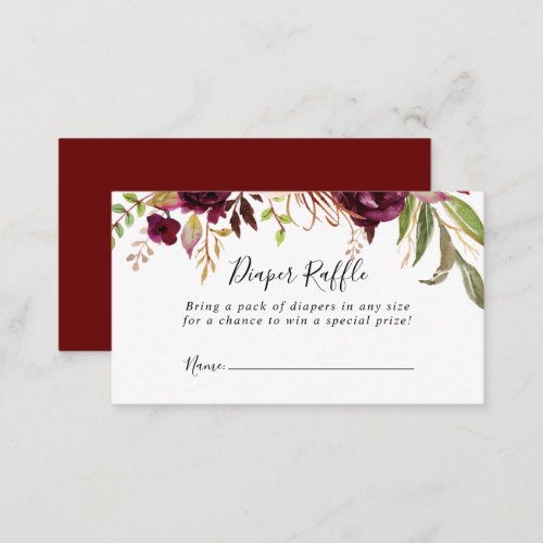 Rustic Boho Colorful Floral Diaper Raffle Ticket Enclosure Card