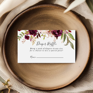 Rustic Boho Colorful Floral Diaper Raffle Ticket Enclosure Card