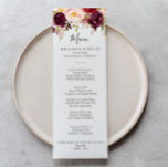Rustic Boho Colorful Floral Dinner Menu<br><div class="desc">This rustic boho colorful floral dinner menu card is perfect for a modern wedding. The design features pink,  purple,  red,  and burgundy watercolor peonies clustered into elegant bouquets with green foliage,  inspiring natural beauty.

This menu can be used for a wedding reception,  rehearsal dinner,  bridal shower or any event.</div>