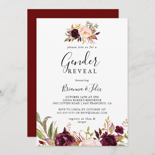 Rustic Boho Colorful Floral Gender Reveal Party Invitation
