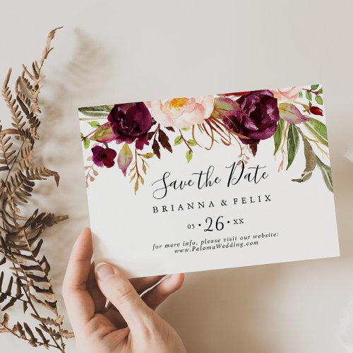 Rustic Boho Colorful Floral Horizontal Wedding Save The Date