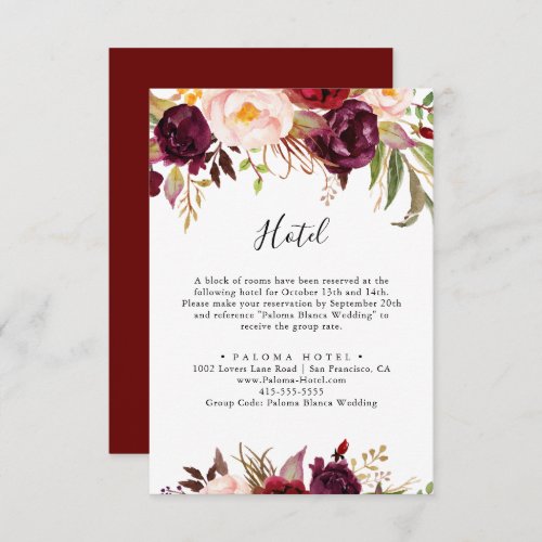 Rustic Boho Colorful Floral Hotel Enclosure Card