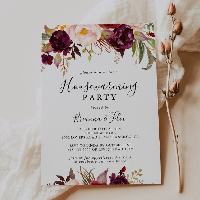 Rustic Boho Colorful Floral Housewarming Party Invitation (Creator Uploaded)
