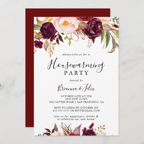 Rustic Boho Colorful Floral Housewarming Party Invitation