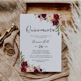 Rustic Boho Colorful Floral Quinceañera Invitation