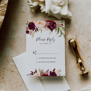 Rustic Boho Colorful Floral RSVP Card
