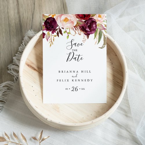 Rustic Boho Colorful Floral Save the Date Postcard