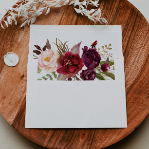 Rustic Boho Colorful Floral Self-Addressed RSVP Envelope
