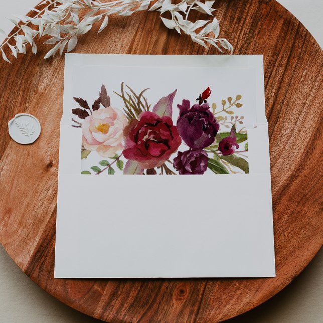 Rustic Boho Colorful Floral Self-Addressed RSVP Envelope (Creator Uploaded)