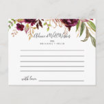 Rustic Boho Colorful Floral Wedding Advice Card<br><div class="desc">This rustic boho colorful floral wedding advice card is perfect for a modern wedding. The design features pink, purple, red, and burgundy watercolor peonies clustered into elegant bouquets with green foliage, inspiring natural beauty. These cards are perfect for a wedding, bridal shower, baby shower, graduation party & more. Personalize the...</div>